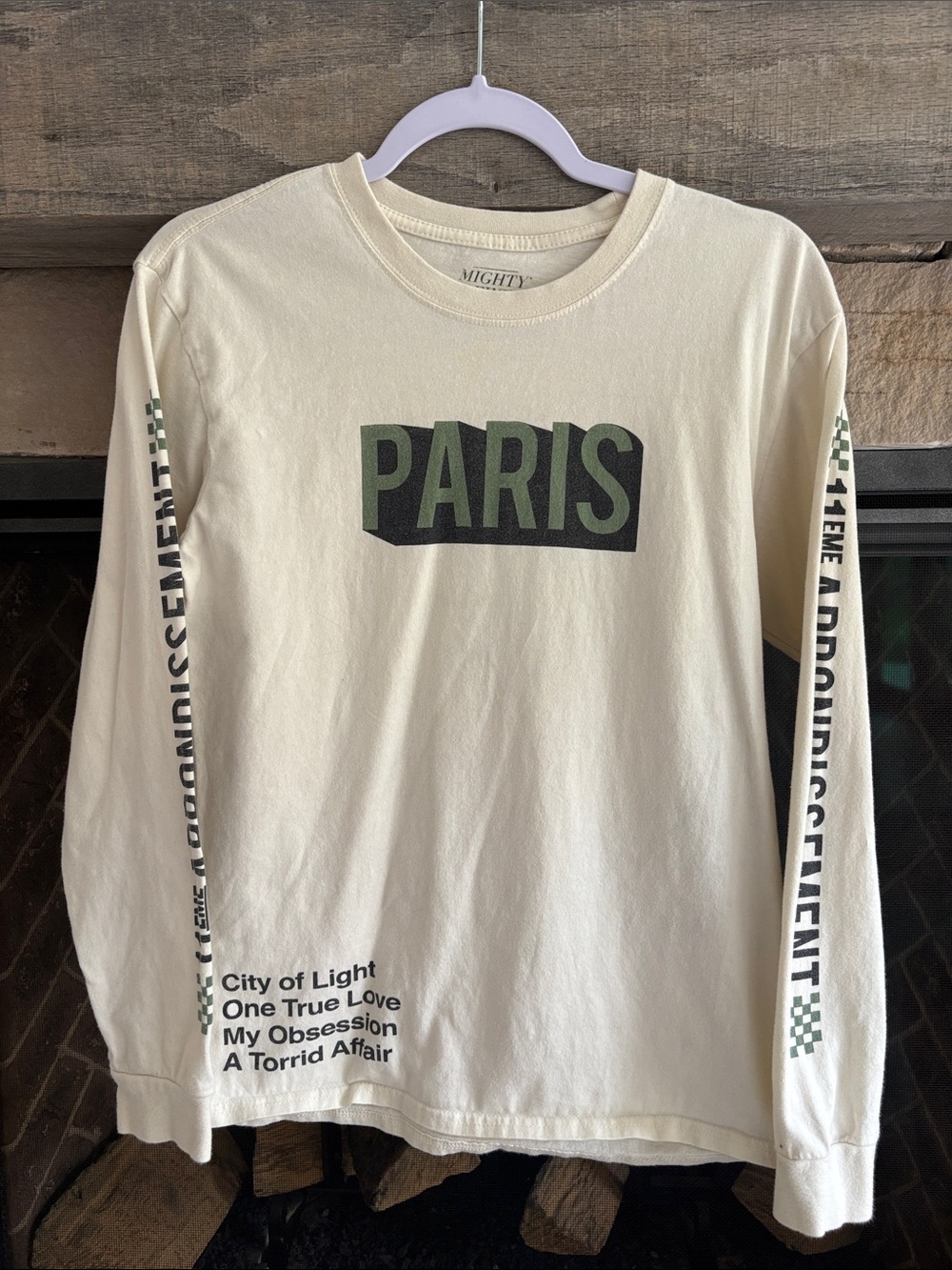 Cream Long-Sleeve "PARIS" Graphic Tee Women’s NWOT